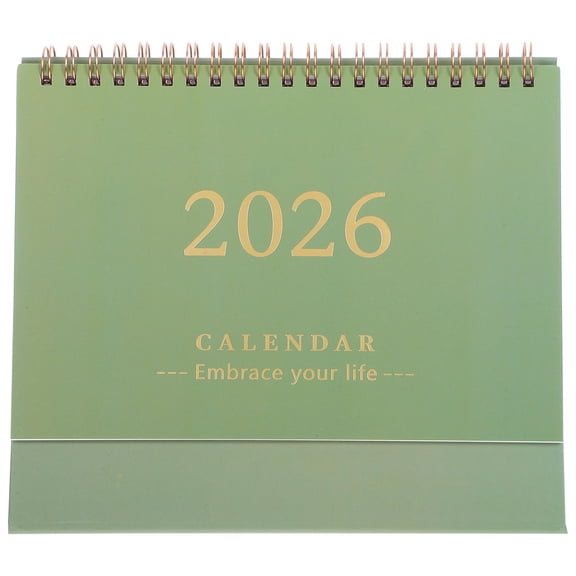 Mobutofu 2026 Olive Green Table Calendar with Foldable Stand, Thick Paper for Home and Office Scheduling
