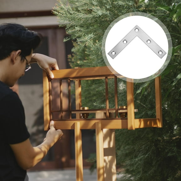 Mobutofu 20Pcs Corner Brace Support for Furniture Construction Countersunk Installation Silver 8.2X8.2CM