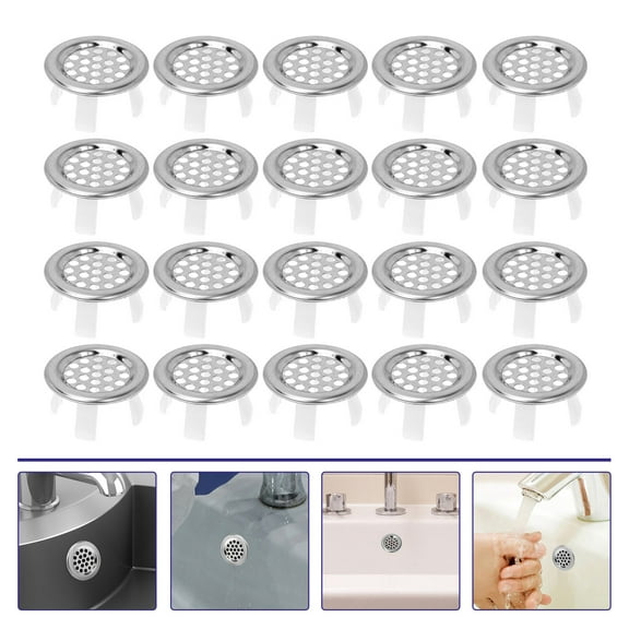 Mobutofu 20-Pack Metal Sink Overflow Drain Covers 3x3 Inch for Bathroom and Kitchen Sink