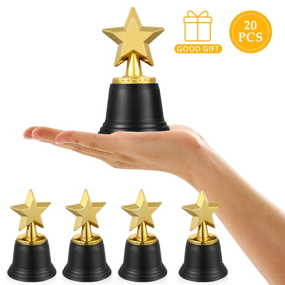 Mobutofu 20Pcs Mini Plastic Trophies with Star Design for Elementary School Awards