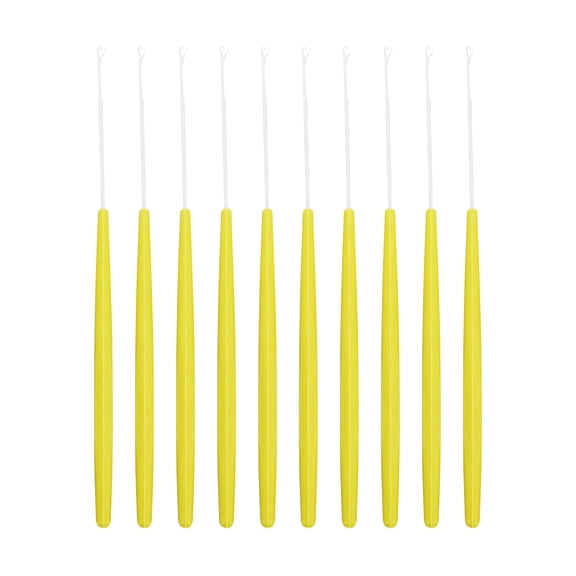 Mobutofu 20Pcs Pulling Hook Tool for Hair Extension Yellow Plastic Handle Comfortable Control