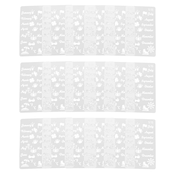 Mobutofu 20Pcs Plastic Journal Stencil Set with Monthly Layouts and Engraving Template for Home Crafting