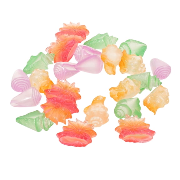 Mobutofu 24-Piece Assorted Color Resin Sea Shell Miniatures for Ocean-Themed Crafts, , Aquarium and Landscaping Decor