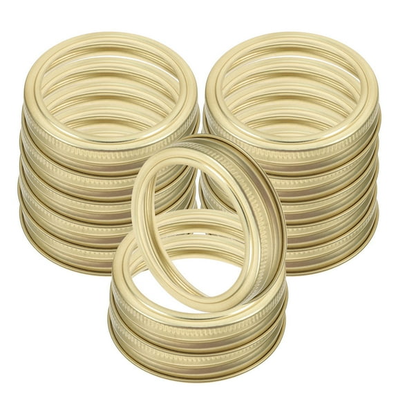 Mobutofu 24Pcs Plated Gold Jar Lid Bands Tinplate Sealing Screw Rings for Home Kitchen Storage