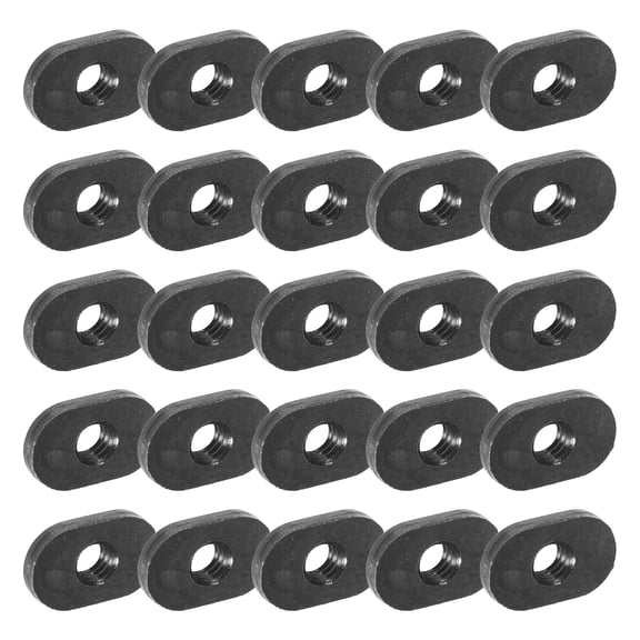 Mobutofu 25Pcs Metal Sliding T Nuts Black Finish Easy Install Hardware Nut Blocks for Projects