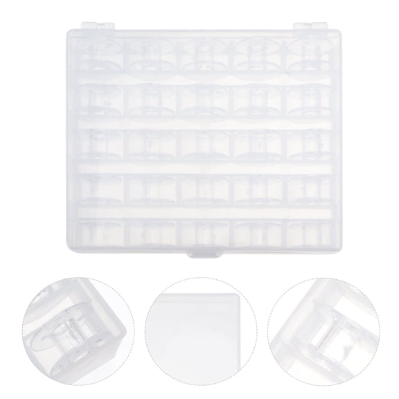 Mobutofu 25-Pack Clear Plastic Sewing Machine Bobbins with Transparent Storage Case for Neat and Organized Sewing Projects