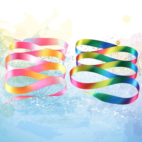 Mobutofu 2 Pairs Flat Polyester for Sports and Athletic Use, Multicolor Replacement Laces
