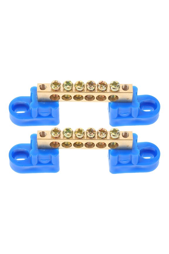 2Pcs 6 Terminal Ground Bar Kit Copper Bus Bar for Equipment Grounding Use