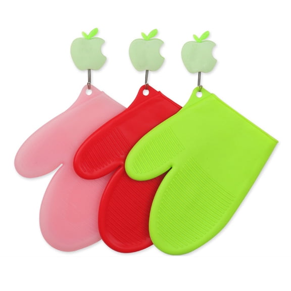 Mobutofu 2Pcs Silicone Oven Mitts Heat Resistant Kitchen Mitts with Anti Skid Design Orange