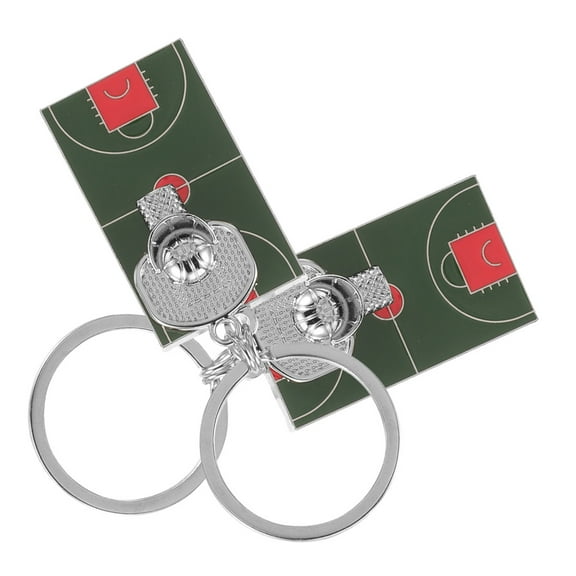 Mobutofu 2-Pack Basketball Court Sports Keychains Key Holders and Bag Charms for Fans and Athletes