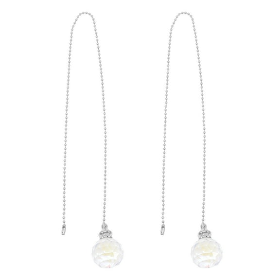 Mobutofu 2Pcs Clear Crystal Pull Chain Extension For Ceiling Pull Cords Decorative Faceted Ball