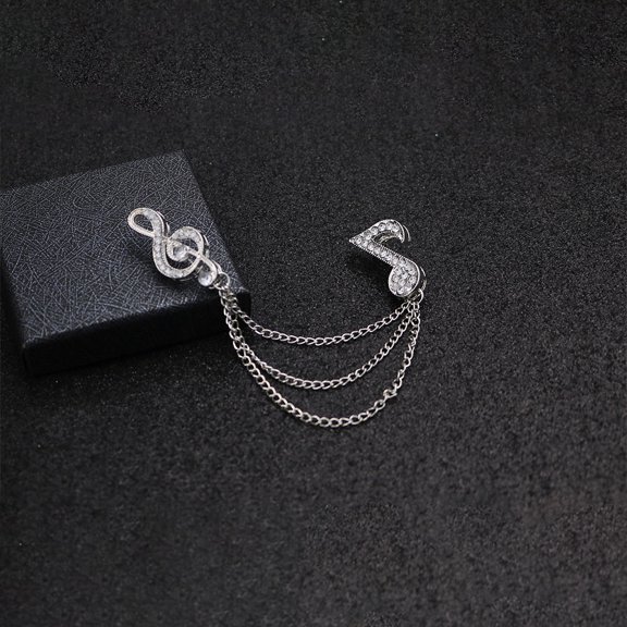 Mobutofu 2Pcs Collar Chains for Shirts Musical Note Brooch Pin Metal with Assorted Colors