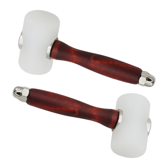 Mobutofu 2Pcs Dual Head Mallet with Nylon Heads and Wood Handle for DIY Leathercraft