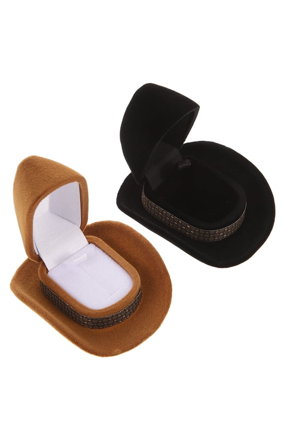 2Pcs Compact Hat Shape Ring Case for Wedding Ceremony and Engagement Ring Presentation