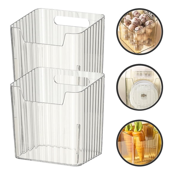 Mobutofu Set of 2 Grey Plastic Fridge Door Storage Containers for Fruit and Vegetable Organization