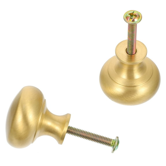 Mobutofu 2Pcs Golden Brass Drawer Knobs for Furniture Handle 1.1x1.0x0.5in