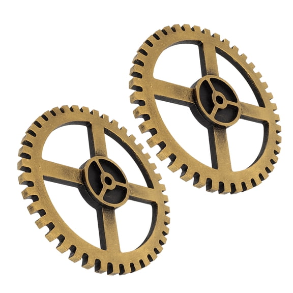 Mobutofu 2Pcs Golden Wooden Gear Wall Art Vintage Industrial Steampunk Decor for Restaurant Cafe Office Wall