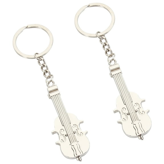 Mobutofu 2-Pack Guitar Shaped Keychains Alloy Musical Instrument Key Gift for Music