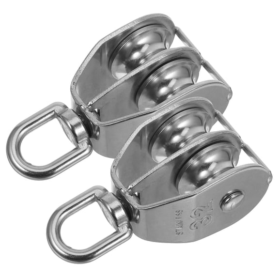 Mobutofu 2-Pack Stainless Steel Double Wheel Gym Pulley Blocks with Easy Installation for Fitness and Workout Equipment
