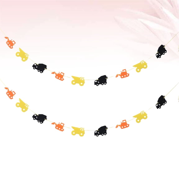 Mobutofu 2Pcs Hanging Ornament Birthday Banner with Construction Vehicle Theme for Party Decor