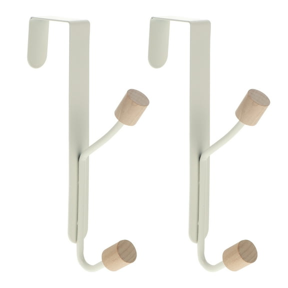 Mobutofu 2Pcs Hook No-Drilling Simple Design Iron White for Door Back 11.8X4.5In