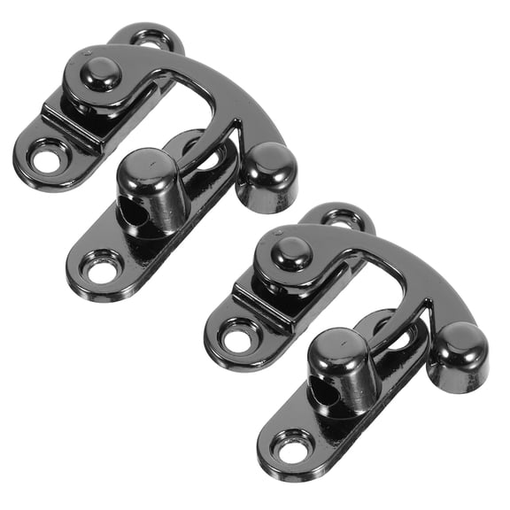 Mobutofu 2Pcs Latch Hook Hasp Zinc Alloy Black Small Box Latch For Home Decor