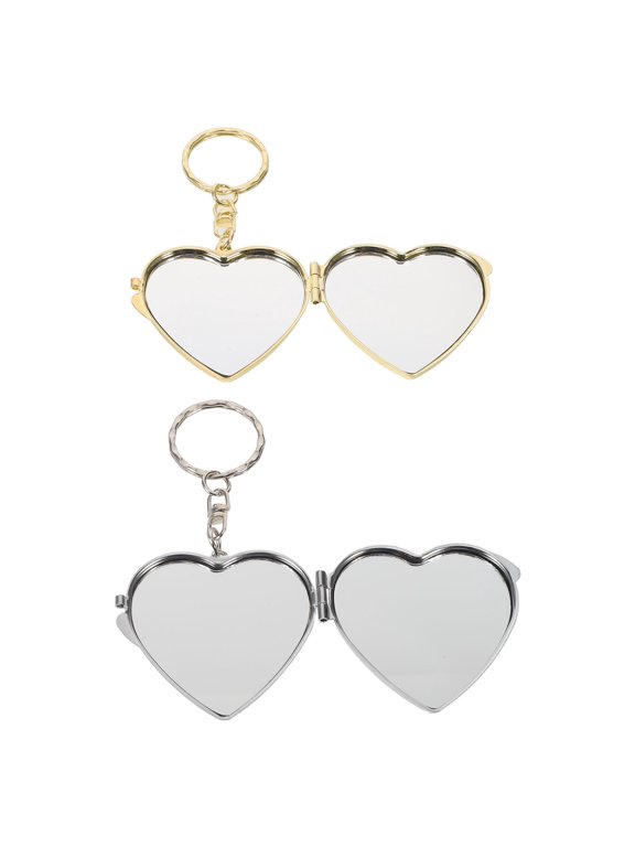 Heart-Shaped Travel Mirror, Assorted Color, Metal, Double-Sided, Cute and Durable, 2Pcs