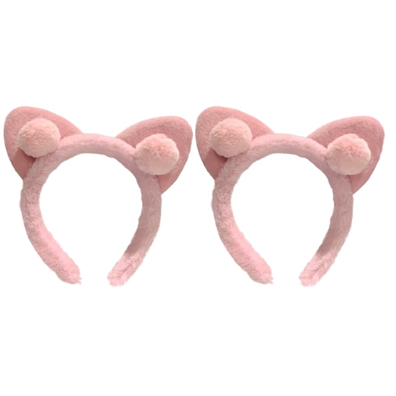 Mobutofu 2Pcs Pink Animals Ears Headband Soft Protection Hair Hoops for Washing Face and Makeup