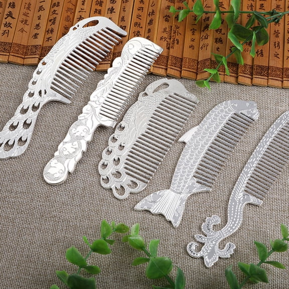 Mobutofu Smooth Plated Silver Ion Hair Comb Durable Hollow-Out for Home Use 2Pcs