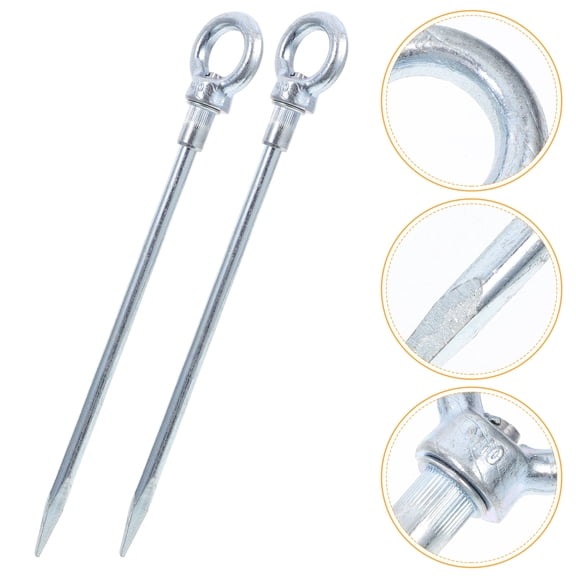 Mobutofu 2Pcs Plated Silver Metal Trampoline Spikes Heavy Duty Stakes for Outdoor Ground Anchoring