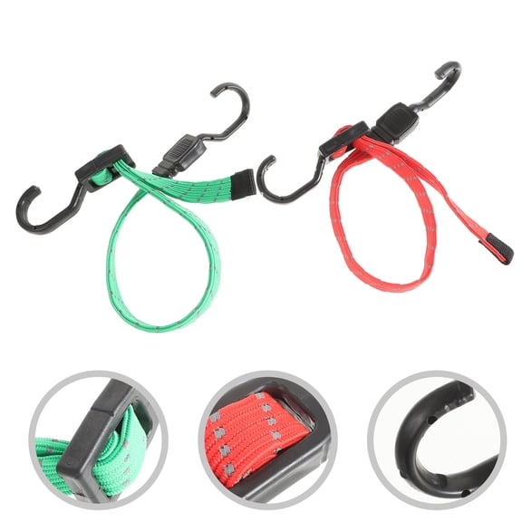 Mobutofu 2-Pack Adjustable Polypropylene Flat Bungee Cords with Hooks, Elastic Straps for Home, Travel, and Outdoor Use