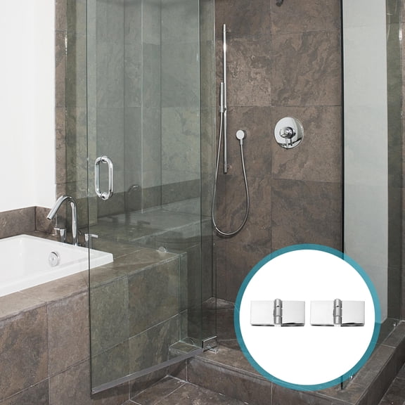 Mobutofu 2Pcs Silver Hinge for Glass Door with Tight Closure 180 Degree 2.1in