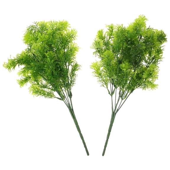 Mobutofu Artificial Green Branches Fake Plants Green Plastic 2Pcs for Indoor Outdoor Use