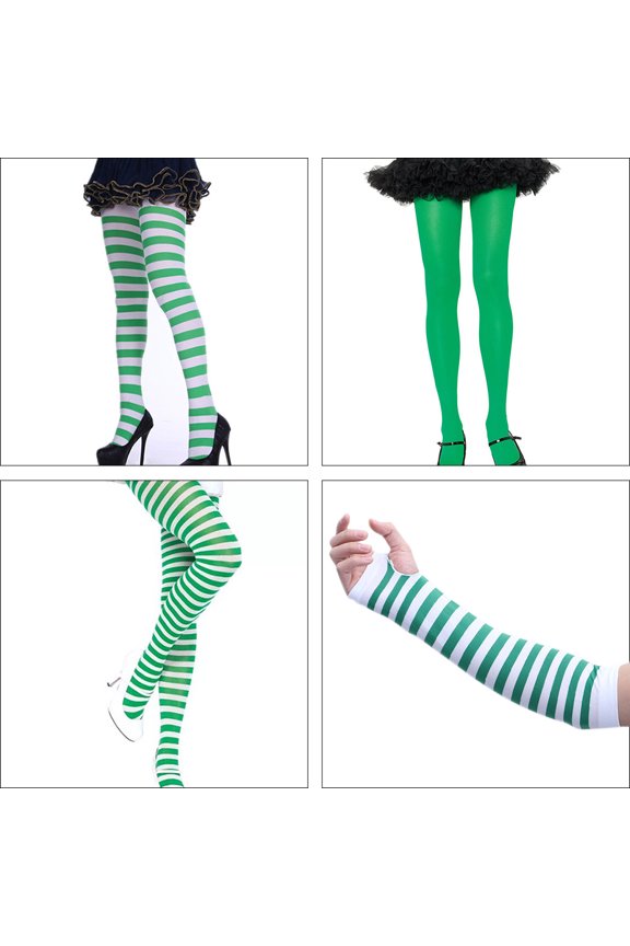 2- Full-Length Stretchy Polyester Tights Leggings for St. Patrick's Day, Dance, Daily Wear, and Festive Outfits
