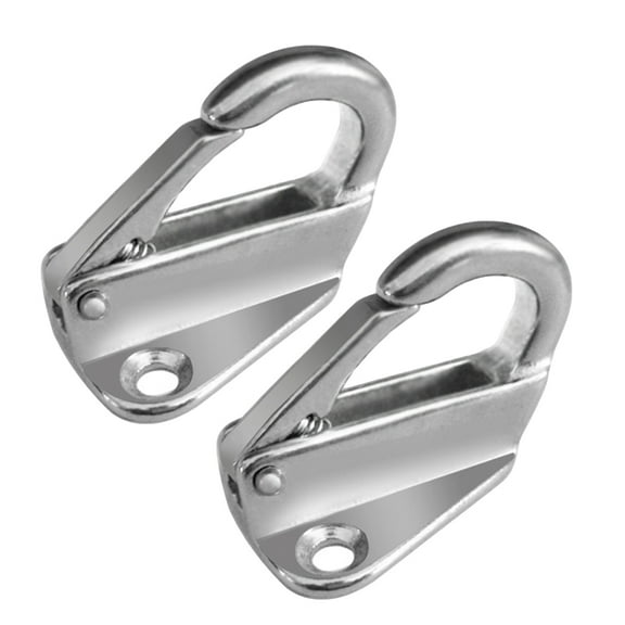 Mobutofu 2-Pack Stainless Steel Marine Boat Hooks with Spring for Mooring, Fending, and Secure Attachment in Plated Finish