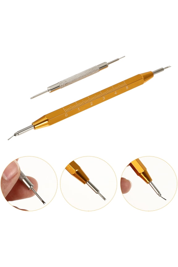 2Pcs Double Ended Watch Strap Repair Tool Golden Spring Bar Pin Pusher for Watch Bands