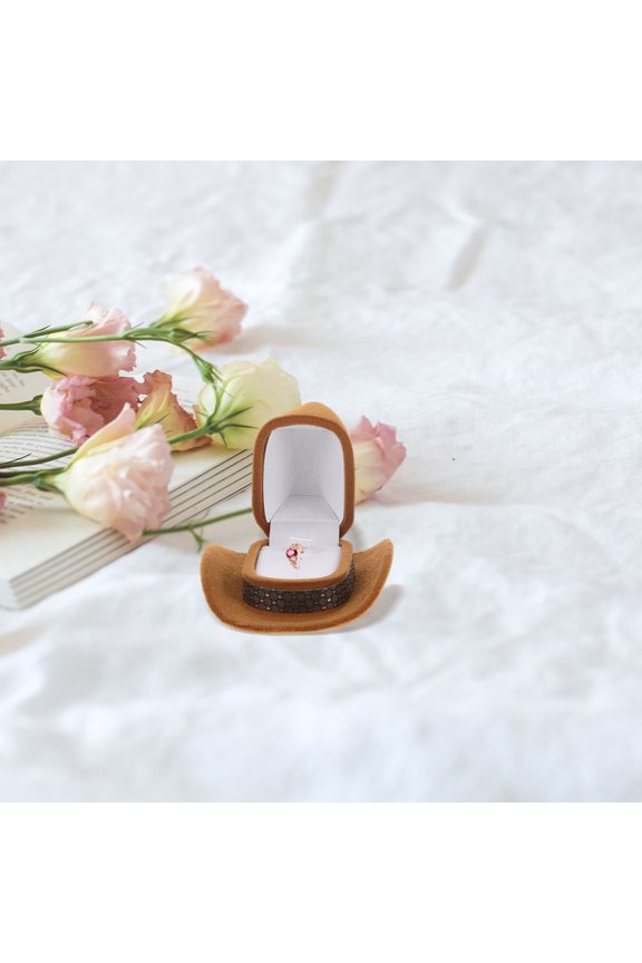 2-Pack Hat-Shaped Wedding Boxes with Flocking Finish for Engagement, Proposal, and Special Occasion Display