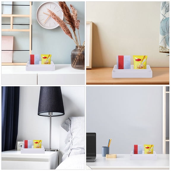Mobutofu 2Pcs White Tea Bag Box Storage Organizer Simple Elegant Design for Home and Office