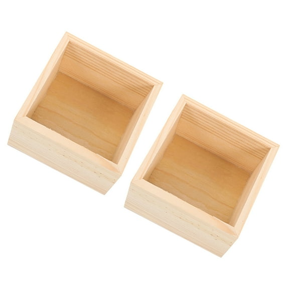 Mobutofu Set of 2 Wooden Desktop Storage Boxes for Office and Craft Supplies Organizer, Beige, Multifunctional Lidless Design