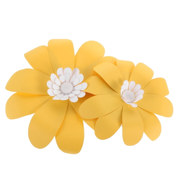 Mobutofu 2-Pack Yellow Paper Daisy Flowers Wall Decor for Home, Living Room, Party, Floral Paper Decorations