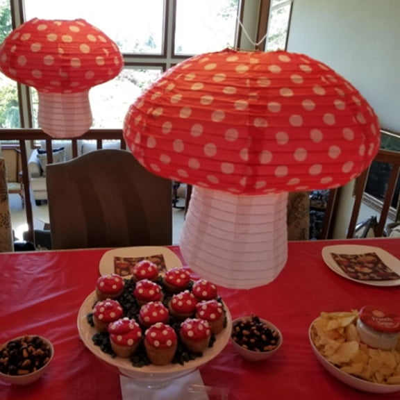 Mobutofu Mushroom Shape Lantern Assorted Color 2Pcs 8.3x8.3x7.5in