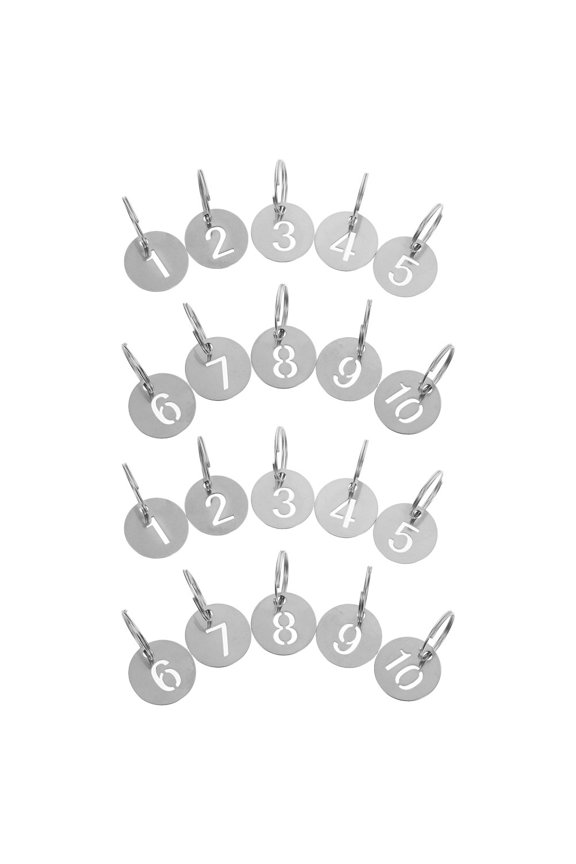 2Sets Stainless Steel Round Number Plate Keychain with Clear Visible Numbers for Outdoor Use