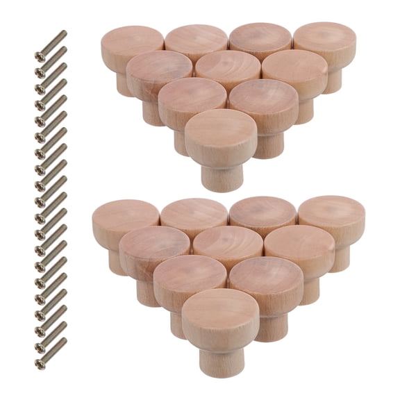 Mobutofu Drawer Knob with Screw Wooden 30pcs Single Hole Handle, Khaki