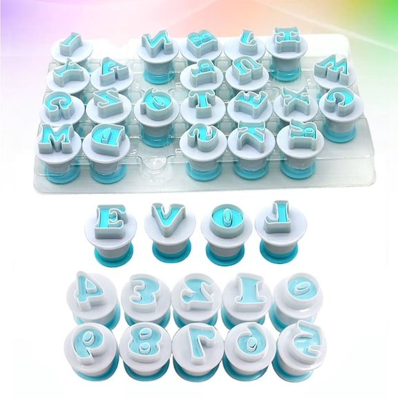 Mobutofu 36-Piece Cake Decorating Tools Set with Number & Letter Molds, Nonstick Tasteless ABS Fondant Tools for Baking & Cake Art