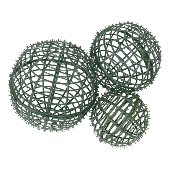 Mobutofu 3Pcs Faux Green Flower Arrangement Holder Plastic Topiary Ball Cage for DIY Wedding Decorations