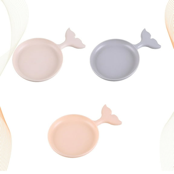 Mobutofu 3Pcs Fish Shape Grey Beige PP Serving Plate for Mealtime 11.8X5.1In