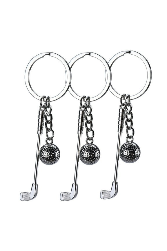 3Pcs Golfing Key Chain Pendant Silver Alloy Key Ring for Everyday Use