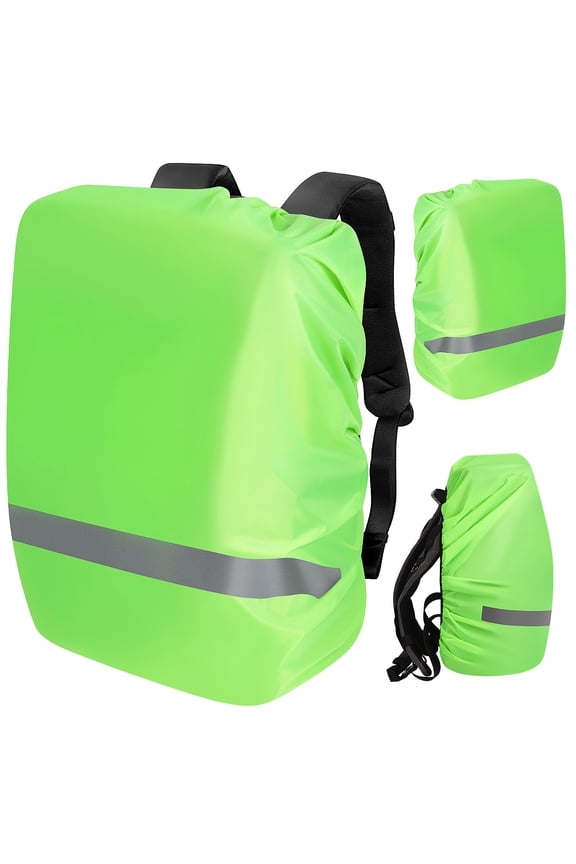 3Pcs Lightweight Green Backpack Rain Cover with Elastic Opening and Reflectors