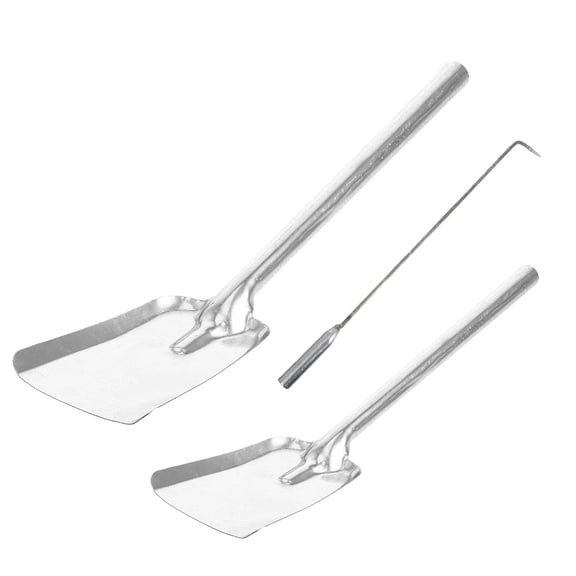 Mobutofu 3-Piece Heavy Duty Fireplace Tool Set with Ash Shovel, Tongs, and Hook for Indoor Hearth Maintenance
