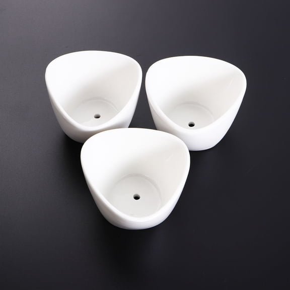 Mobutofu Set of 3 White Porcelain Flower Pots, Nordic Style for Home and Office Decor, 2.2x3.1in Modern Ceramic Pots